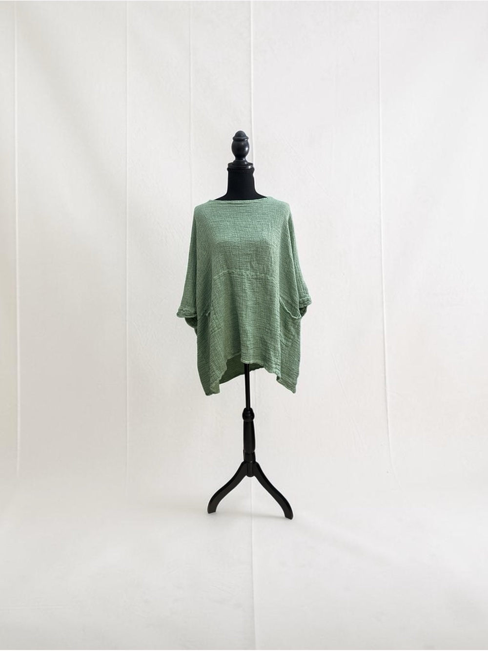 Mahina Relaxed Textured Tunic in Sage Green